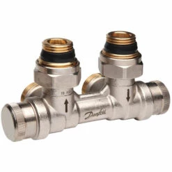 Répartiteur Auto-équilibrant RLV-KDV Pour Radiateur Femelle 1/2" (15/21) Mural Entrée Gauche - Raccordement Mâle 3/4" (20/27) - Danfoss