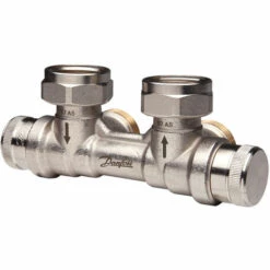 Répartiteur Auto-équilibrant RLV-KDV Pour Radiateur Femelle 3/4" (20/27) Mural Entrée Gauche - Raccordement Mâle 3/4" (20/27) - Danfoss